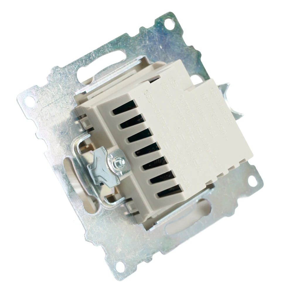 Розетка 2-местная USB + type C (механизм), 250В, 3А, max 20W, STEKKER, GLS10-7116-08, серия Катрин, золото 50053 6