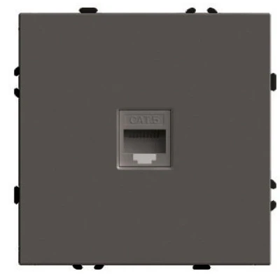 Розетка компьютерная 1-местная RJ-45 (механизм), STEKKER, серия Эмили, RST00-5117-09, антрацит, soft touch 49925