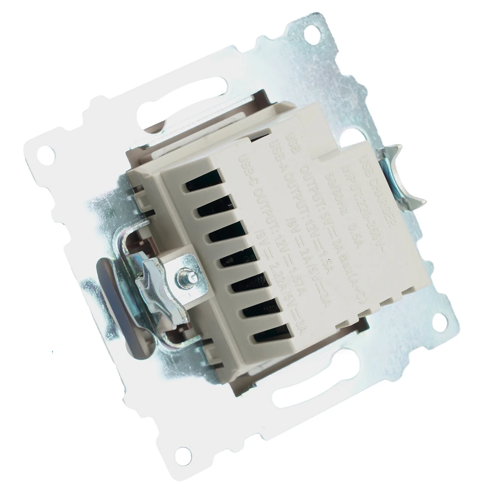 Розетка 2-местная USB + type C, STEKKER GLS10-7116-04, 250В, 3А, max 20W,серия Катрин, шоколад 50057 7