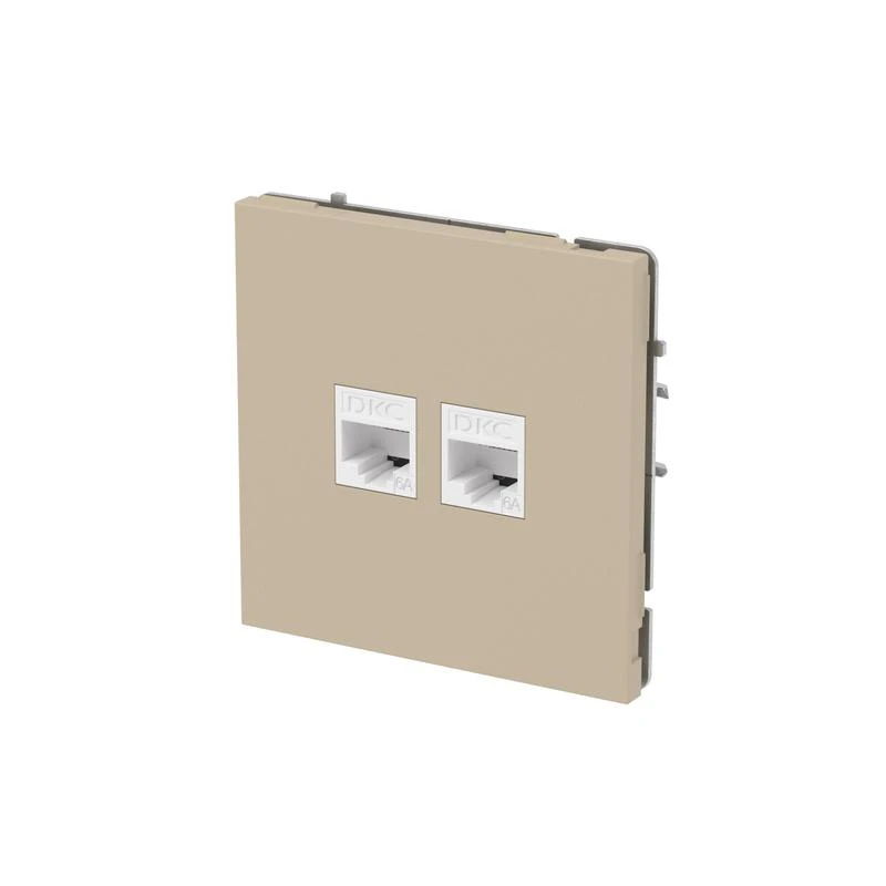 Розетка компьютерная 2-м KANT RJ45 кат.6A без шторки ванильн. марципан DKC 7015674 1