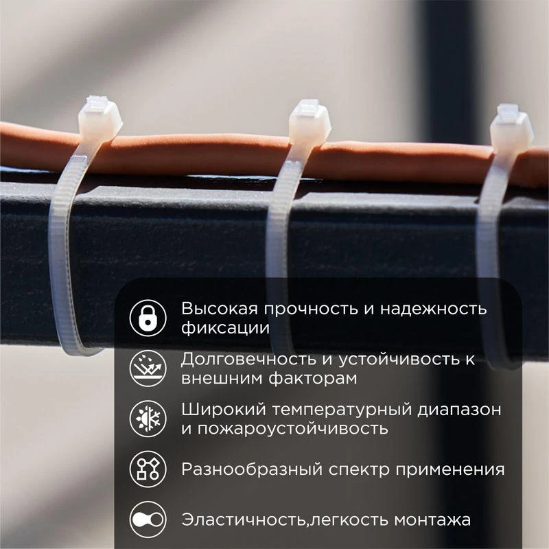 Хомут кабельный 2.5х120 нейл. бел. (уп.100шт) Rexant 07-0120 1