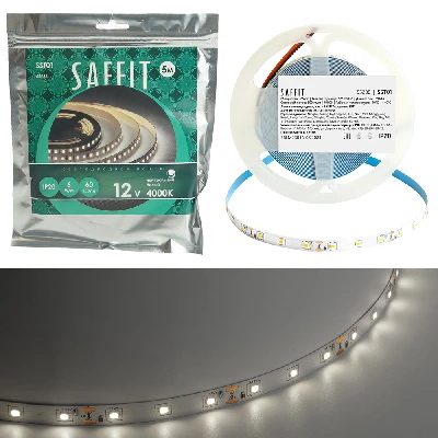SST01 SAFFIT 60SMD(2835)/m 6Вт/м 12V 5000*8*1.22мм 4000K, IP20 55238