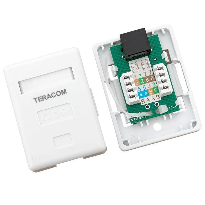 Розетка настенная TERACOM кат.5E неэкранированная 1 порт RJ-45 Dual IDC бел. EKF TRC-WBOX-1RJ45-5EUTP-WH 3