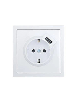 Розетка 1-м ZIMA IP20 + USB с заземл. механизм бел. LEZARD 704-0288-181