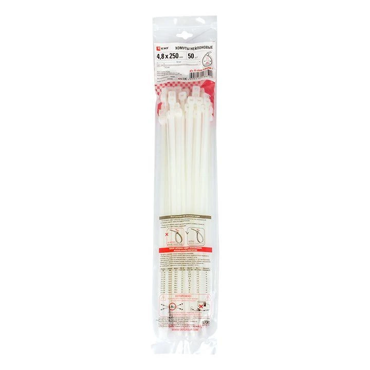 Хомут P6.6 4.8х250 FlexLock стандартный бел. (уп.100шт) PROxima EKF plc-fl-ctsw-4.8x250 3