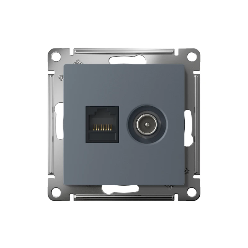 Розетка компьютерная + телевизионная 2-м СП AtlasDesign RJ45 кат.5E + TV механизм грифель SE ATN000789 1