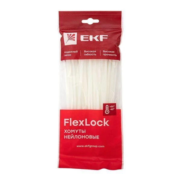 Хомут P6.6 4.6х160 FlexLock стандартный бел. (уп.100шт) PROxima EKF plc-fl-ctsw-4.6x160 3