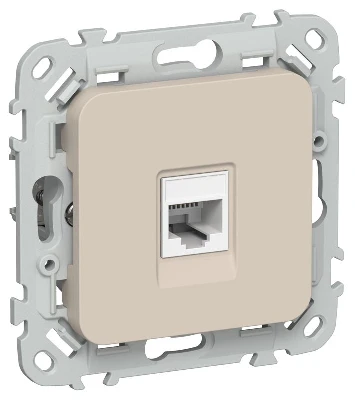 Розетка компьютерная СП FLITE РК5е-1-0-ФлЛ RJ45 кат.5E UTP механизм льняной IEK FI-K12-1-K88