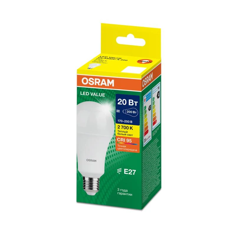 Лампа светодиодная LED G4 Value LVCLA200 20W/927 CRI95 20Вт 2700К 2000лм грушевидная матов. E27 170-250В OSRAM 4058075579293 1