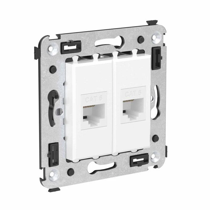 Розетка компьютерная 2-м СП Avanti "Белое облако" RJ45 кат.6 без шторок механизм DKC 4400694 1