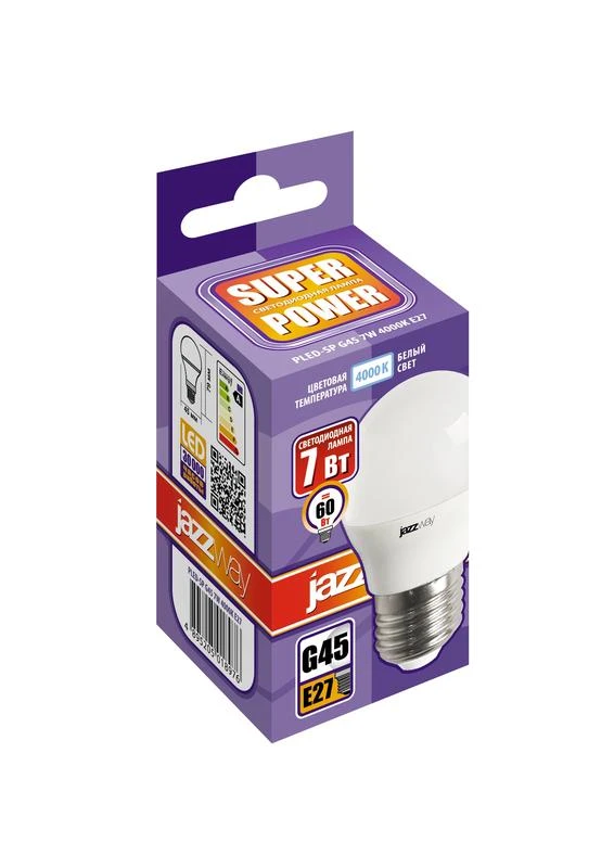Лампа светодиодная PLED-SP 7Вт G45 4000К нейтр. бел. E27 230В/50Гц JazzWay 5018976 1