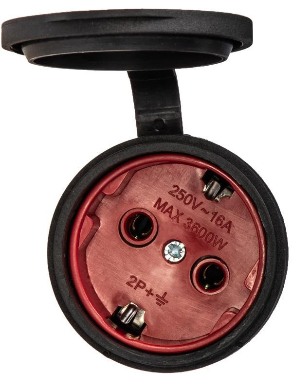 Розетка 16А IP44 прямая с заземл. каучук черн. КОСМОС RKsm-Z-IP(B)16A 5