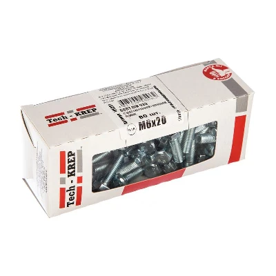 Болт с шестигранной головкой М6х20 DIN 933 оцинк. (уп.80шт) Tech-Krep/Zitar 105201