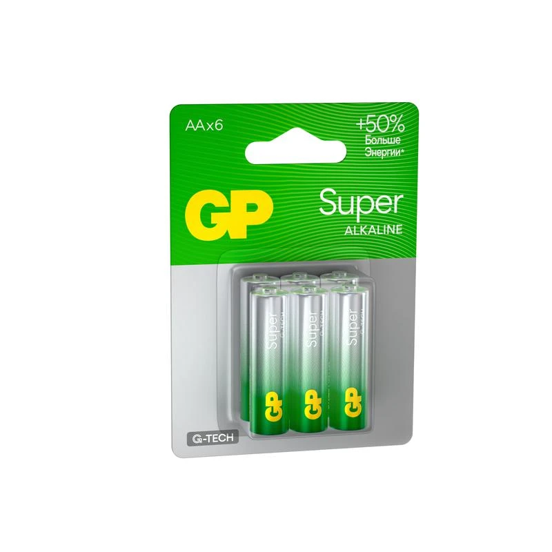 Элемент питания алкалиновый AA/LR6 1.5В Super Alkaline G-Tech 15AA21-2CRSBC6 36/720 (блист.6шт) GP 1228 1