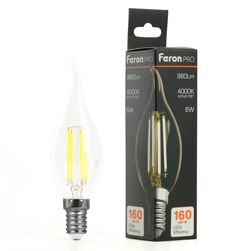 Лампа светодиодная Feron.PRO LB-1216 Свеча на ветру E14 6W 175-265V 4000K 51263 7