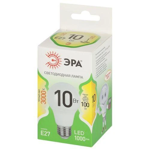 Лампа светодиодная GREEN LINE A60-10W-830-E27 GL 10Вт груша 3000К свет тепл. E27 Эра Б0067118 1