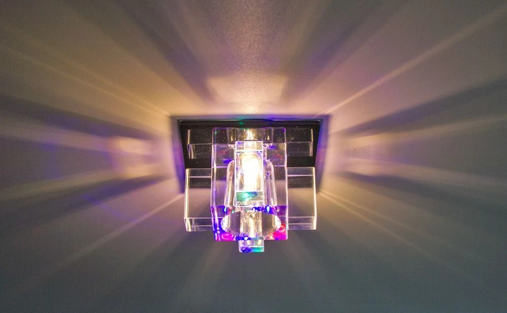 Светильник встраиваемый с разноцветной LED подсветкой Feron 1525 JCD9 прозрачно-черный 27801 2