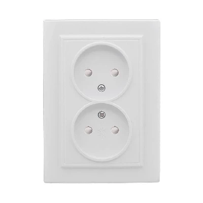 Розетка 2-м СП Минск 10А IP20 без заземл. защ. шторки бел. Basic EKF ERR10-102-100