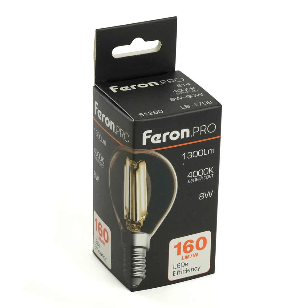 Лампа светодиодная Feron.PRO LB-1708 Шарик E14 1300LM 8W 175-265V 4000K 51260 7