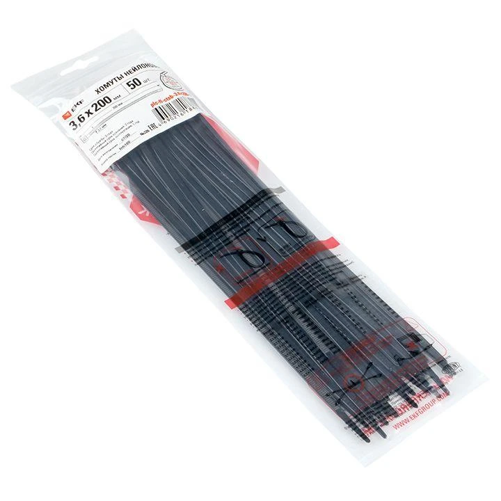 Хомут P6.6 3.6x200 FlexLock стандартный черн. (уп.50шт) PROxima EKF plc-fl-ctsb-3.6x200-r 1