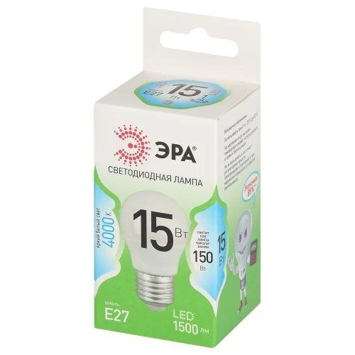 Лампа светодиодная GREEN LINE P45-15W-840-E27 GL 15Вт шар 4000К яркий свет бел. E27 Эра Б0066996 1