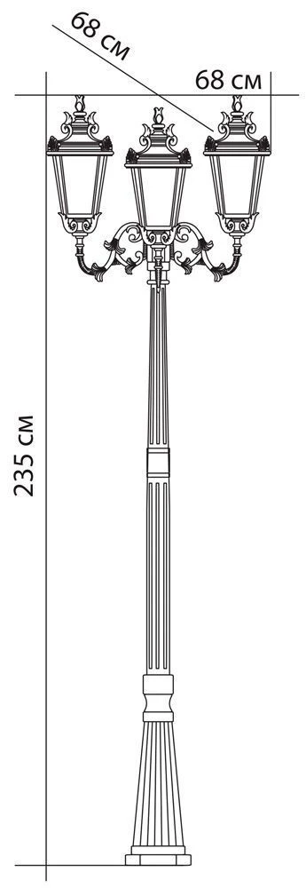 Светильник садово-парковый Feron PL4009 столб круглый 3*60W 230V E27, черный 11393 1
