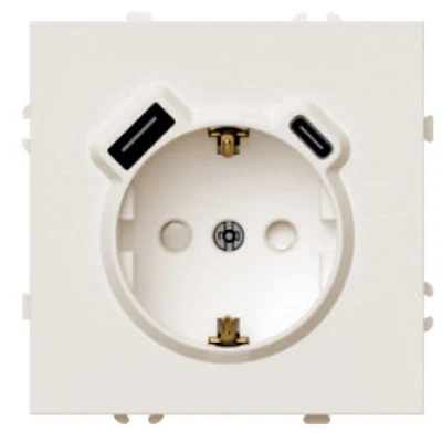 Розетка 1-местная з/ш с/з 16А + USB + Type C (механизм), STEKKER, 250В, 20W, серия Эмили, RST16-5119-08, кашемир, soft touch 50360