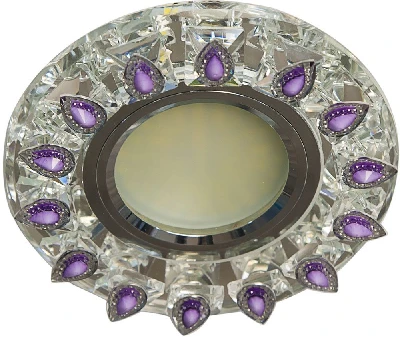 Светильник встраиваемый с белой LED подсветкой Feron CD55A потолочный MR16 G5.3 прозрачно-сиреневый 28566