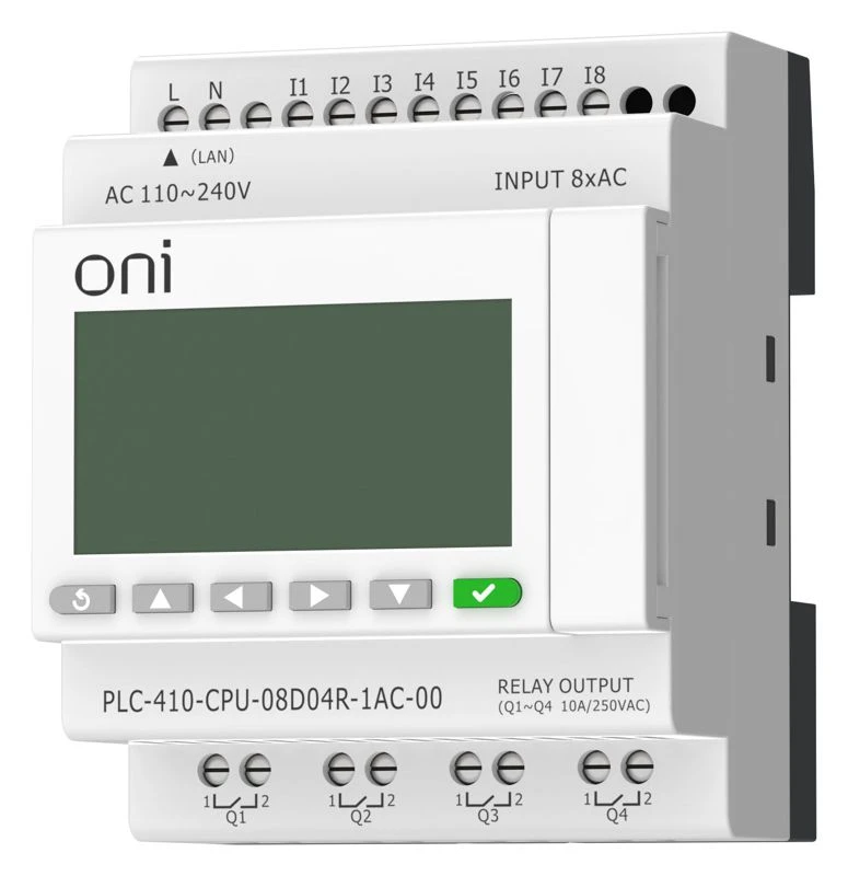 Модуль ЦПУ ПЛК 410 8 DI 4 RO 220В AC с Ethernet портом с экраном ONI PLC-410-CPU-08D04R-1AC-00 2