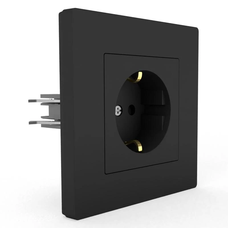 Розетка 1-м СП Pixel 16А IP20 с заземл. защ. шторки в сборе карбон TOKOV ELECTRIC TKE-PX-R1FZSF-C14 2