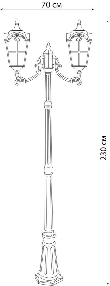 Светильник садово-парковый Feron PL5109 столб четырехгранный 2*100W 230V E27, черное золото 11534 1
