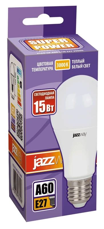 Лампа светодиодная PLED-SP 15Вт A60 грушевидная 3000К тепл. бел. E27 1530лм 230В JazzWay 2853028 1