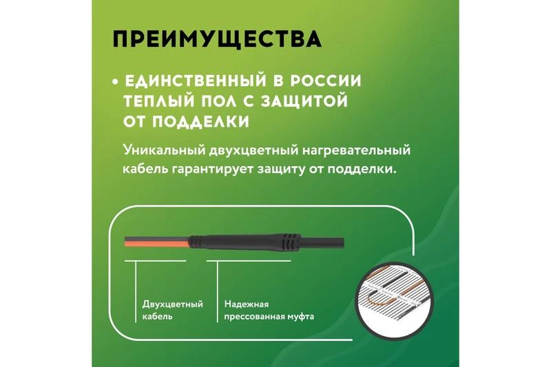 Комплект "Теплый пол" (мат) РТ-160-1.00 Русское Тепло 2285207 3