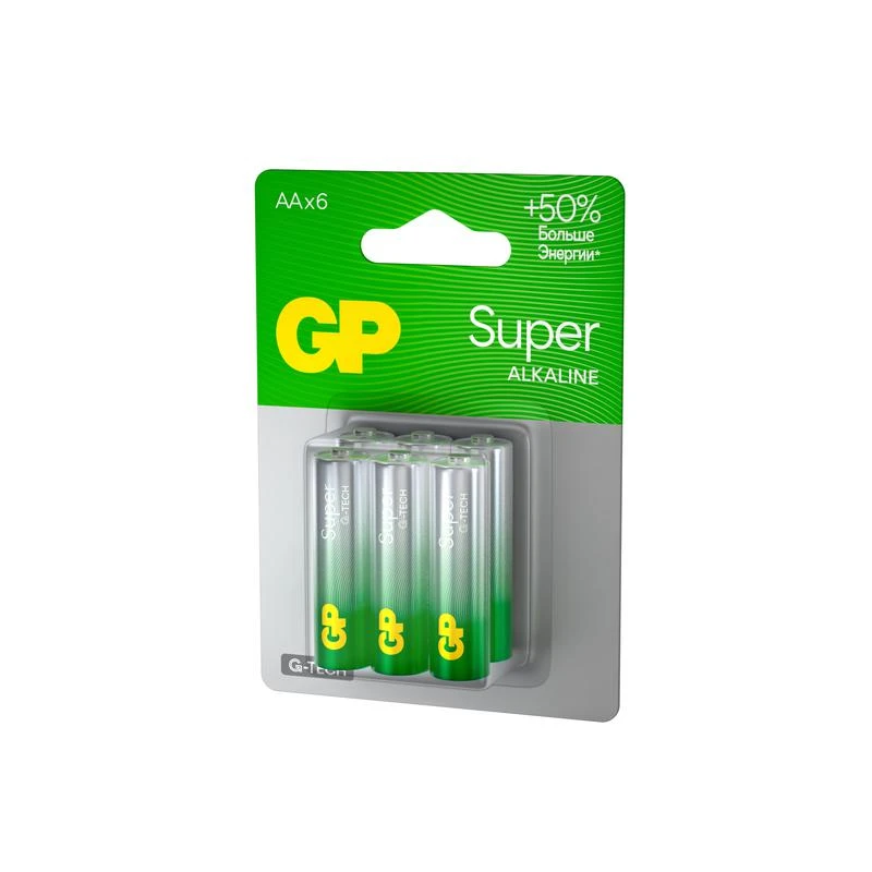 Элемент питания алкалиновый AA/LR6 1.5В Super Alkaline G-Tech 15AA21-2CRSBC6 36/720 (блист.6шт) GP 1228 2