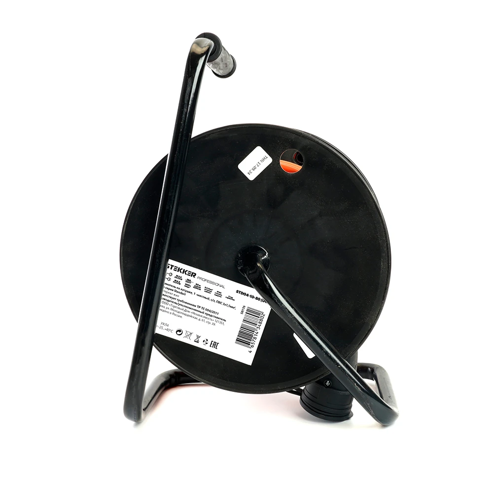 Удлинитель на пластиковой катушке STD04-10-50 (UG) 1-местный с/з 3*1,5, 50м, 250В, 16А, IP44, Standart (29410) 50176 3