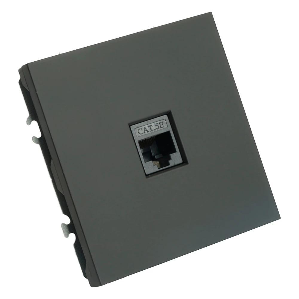 Розетка компьютерная 1-местная RJ-45 (механизм), STEKKER, серия Эмили, RST00-5117-05, черный уголь, soft touch 49847 2
