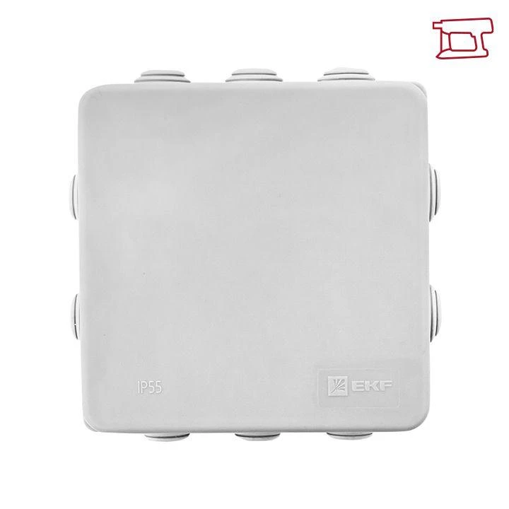 Коробка распределительная КМР-030-014 100х100х50 IP55 с крышкой для прямого монтажа 10 мембранных вводов сер. розн. стикер EKF plc-kmr-030-014-r 3