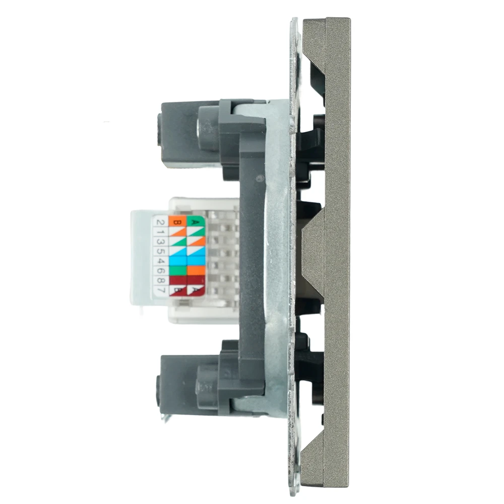 Розетка компьютерная 1-местная RJ-45 (механизм), STEKKER, серия Эмили, RST00-5117-09, антрацит, soft touch 49925 3