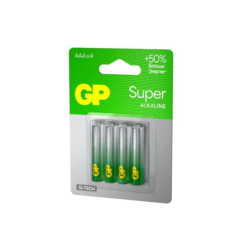 Элемент питания алкалиновый AAA/LR03 1.5В Super Alkaline G-Tech 24AA21-2CRSBC4 40/160 (блист.4шт) GP 21385 2