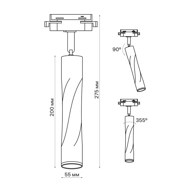Светильник трековый поворотный ARTLINE 55х55х200 GU10 230В алюм. 2.6кв.м бел Ritter 59931 3 14