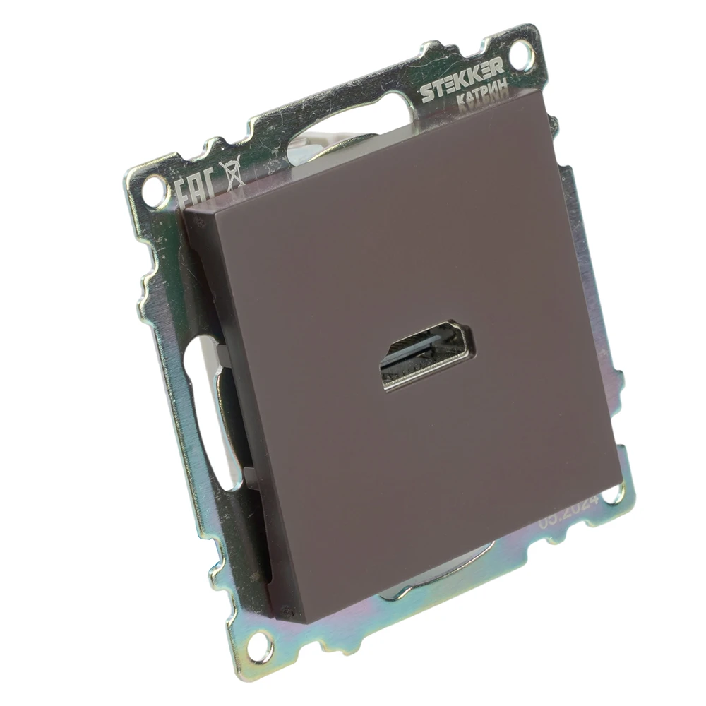 Розетка HDMI 2.1, Type A (механизм), STEKKER GLS00-7118-04, серия Катрин, шоколад 50064 1