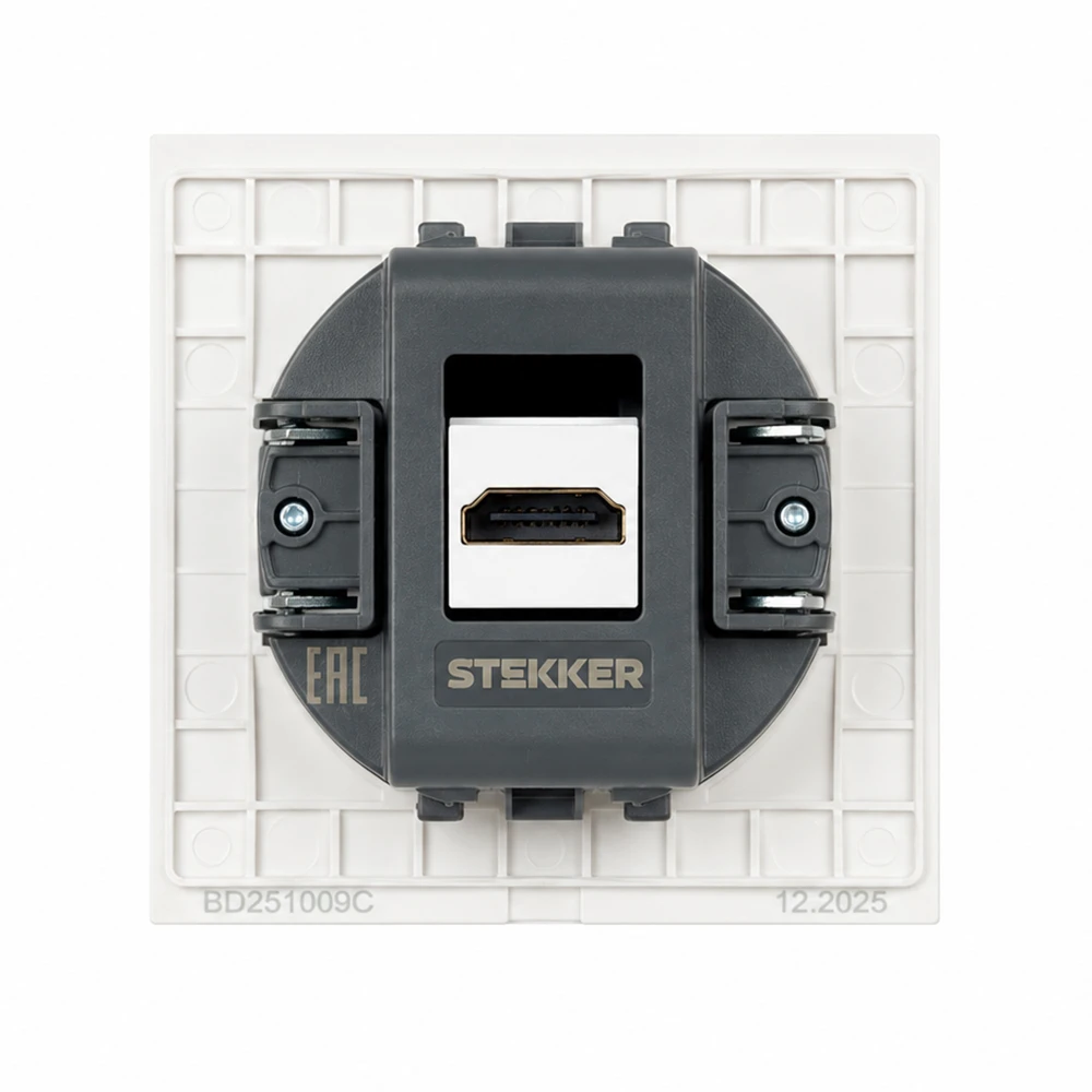 Розетка HDMI 2.0 Type A (механизм), STEKKER, серия Эмили, RST00-5118-01, белый фарфор, soft touch 50827 4