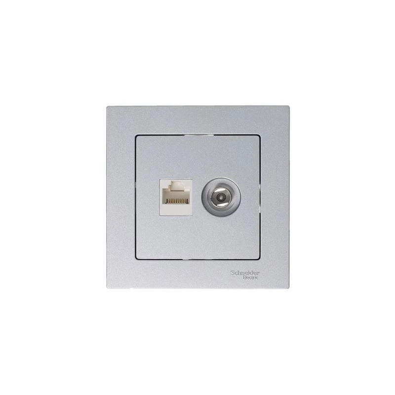 Розетка компьютерная + телевизионная 2-м СП AtlasDesign RJ45 кат.5E + TV механизм алюм. SE ATN000389 3