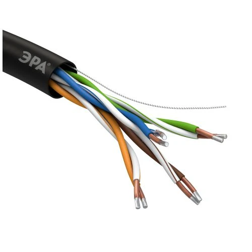 Кабель витая пара U/UTP кат.5E 4х2х24AWG solid CCA PE Outdoor Simple черн. (м) UL-4-PE-A Эра Б0044436 2