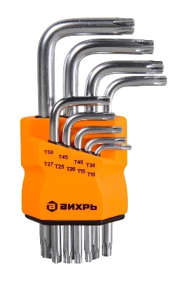 Набор ключей имбусовых Torx 9шт T10-T50 Вихрь 73/6/5/12