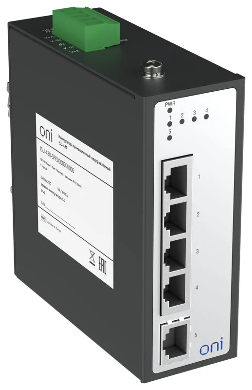 Коммутатор промышленный неуправляемый ISU-430 Ethernet 5 портов 10/100BaseT разъем RJ45 24В AC/12/24/48В DC с резервированием ONI ISU-430-5FE0000000000 2