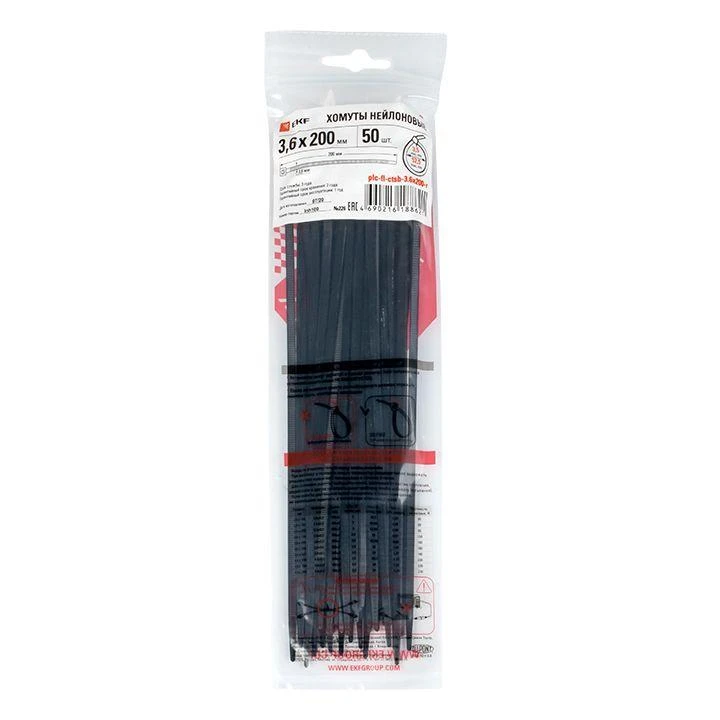 Хомут P6.6 3.6x200 FlexLock стандартный черн. (уп.50шт) PROxima EKF plc-fl-ctsb-3.6x200-r 3
