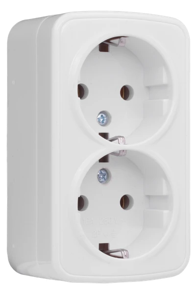 Розетка 2-м ОП Минск 16А IP20 с заземл. бел. Basic EKF EGR16-128-10 3