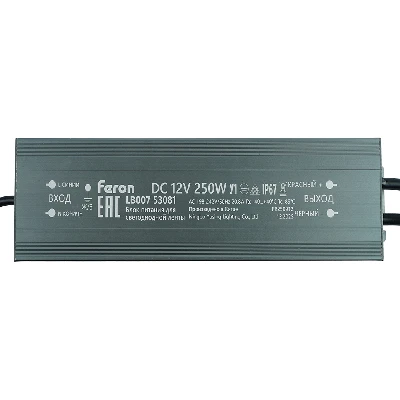 Трансформатор электронный для светодиодной ленты 250W 12V IP67 (драйвер), LB007 FERON 53081