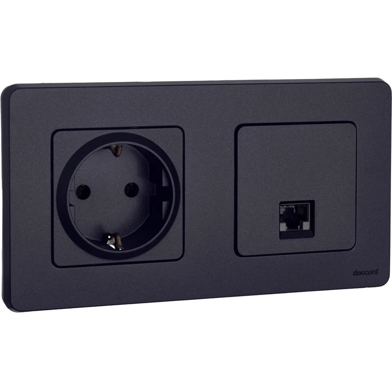 Розетка компьютерная СП Inspiria RJ45 кат.5E UTP IP20 антрацит IEK 673828 1